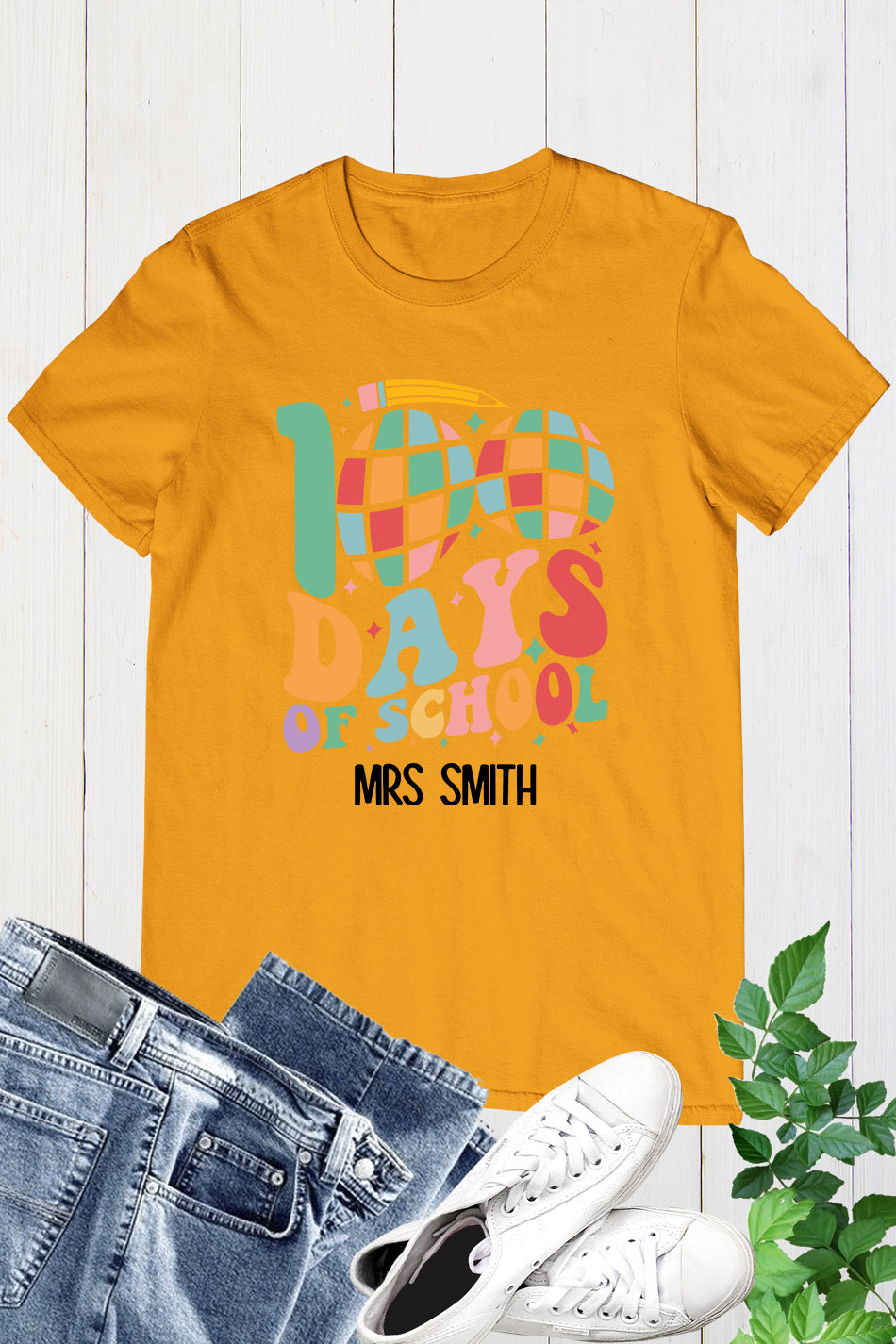 Personalized 100 Days Of School Teacher T Shirt