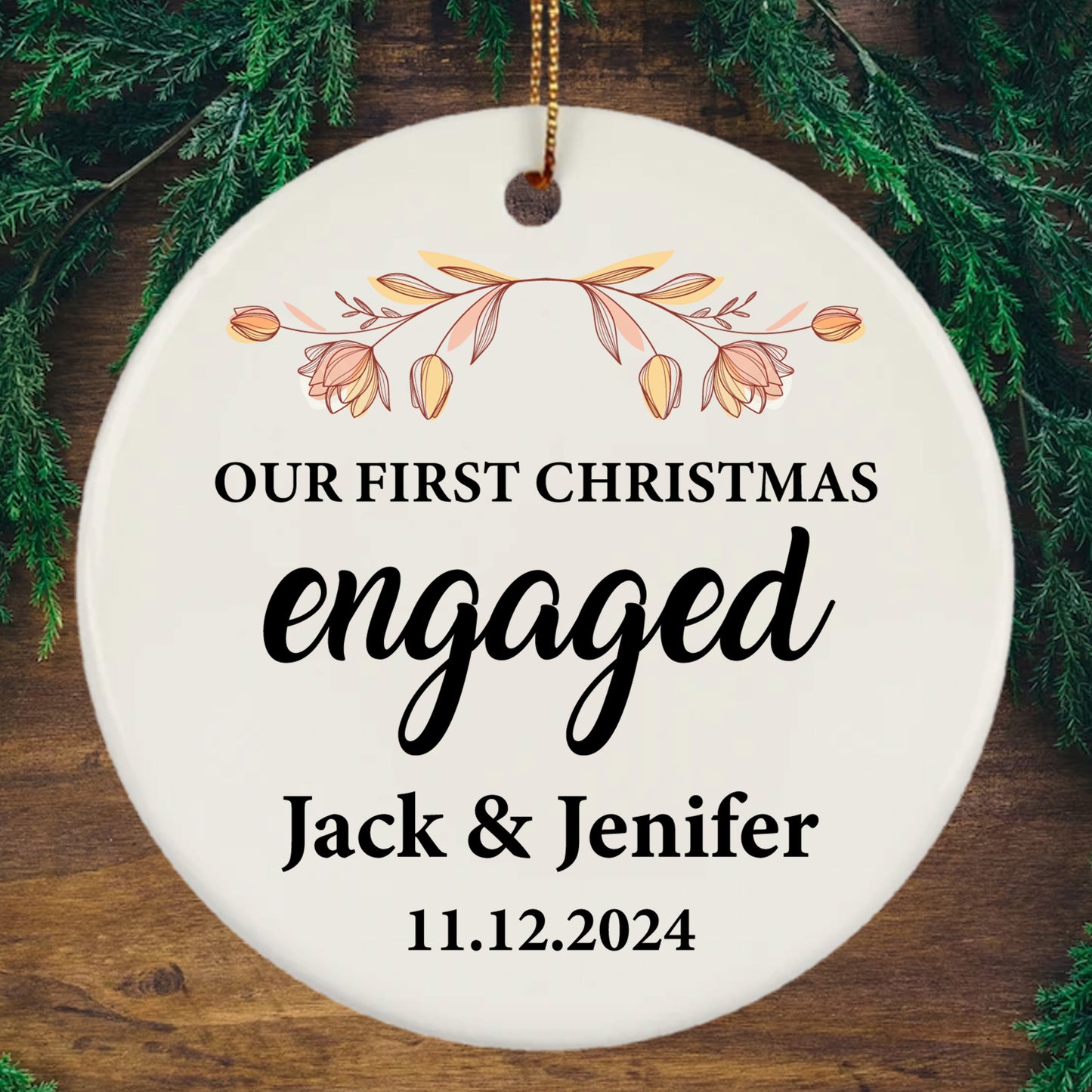 Our First Christmas As Engaged Ornaments