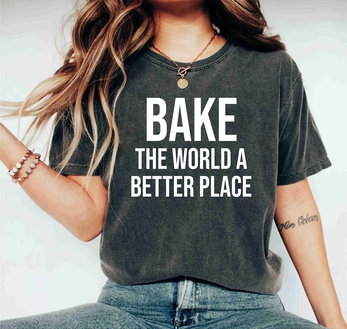 Baker Funny Quote Bake The World A Better Place Christmas Baking Lover Cooking Shirts