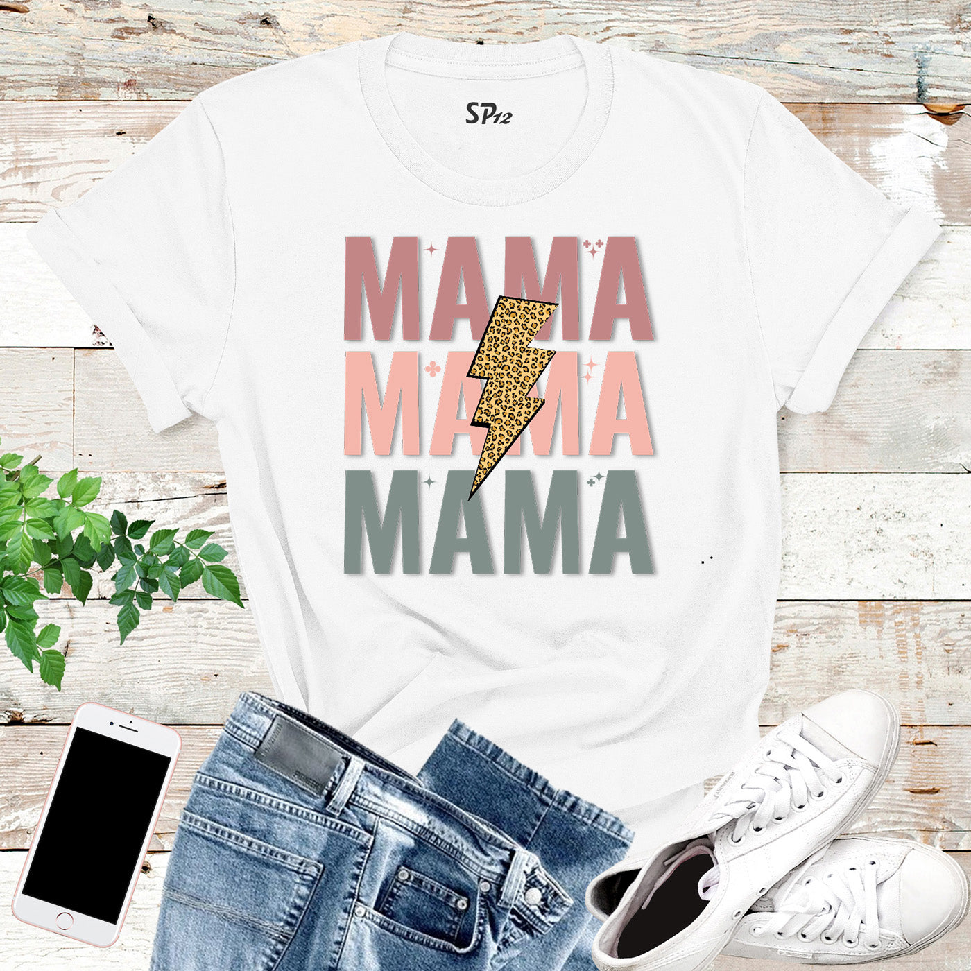 Retro Vintage Mama Leopard Mom Life Custom Mothers Day Gifts T-Shirt