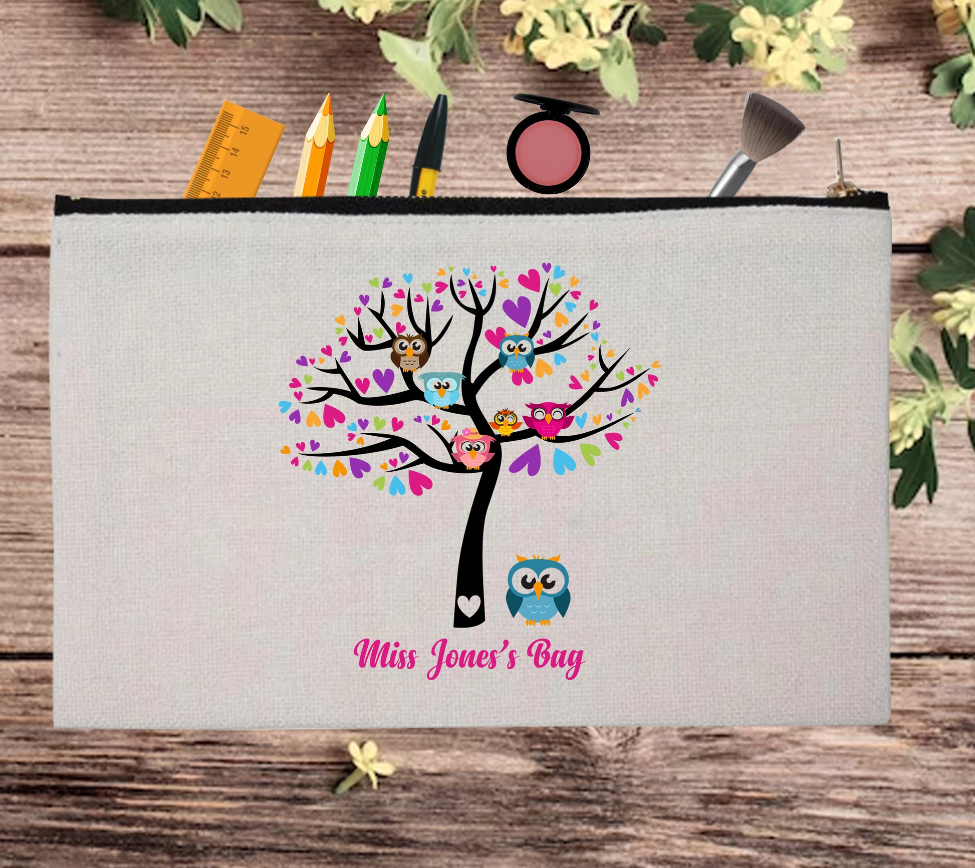 Beautiful Valentines Teacher Thank You Custom Pouch Bag Pencil Case