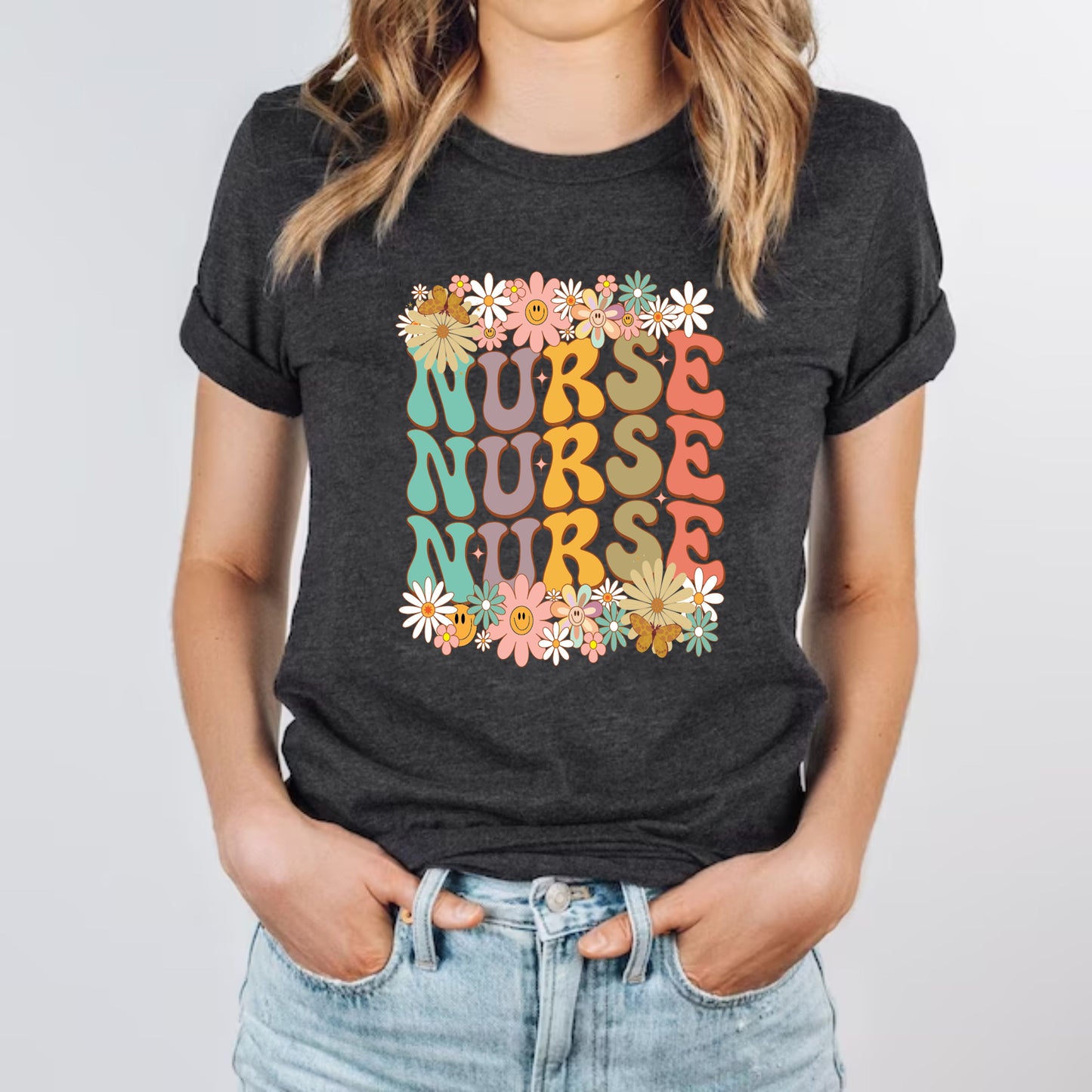 Nurse Floral Wildflowers Custom Nurse Appreciation Nurse Life T-Shirt