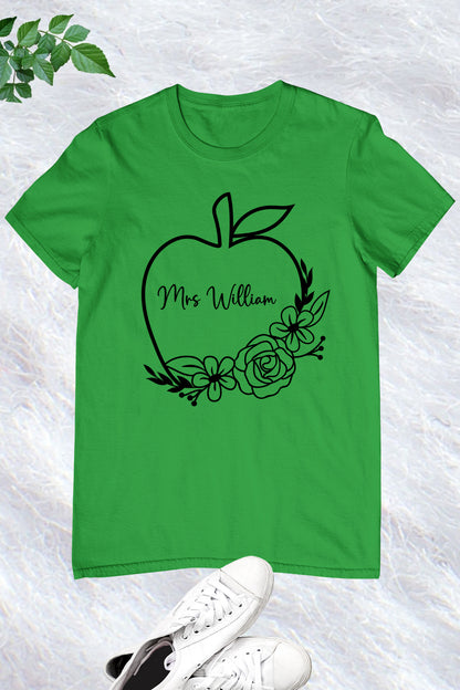 Personalized Teacher Name Apple Shirt