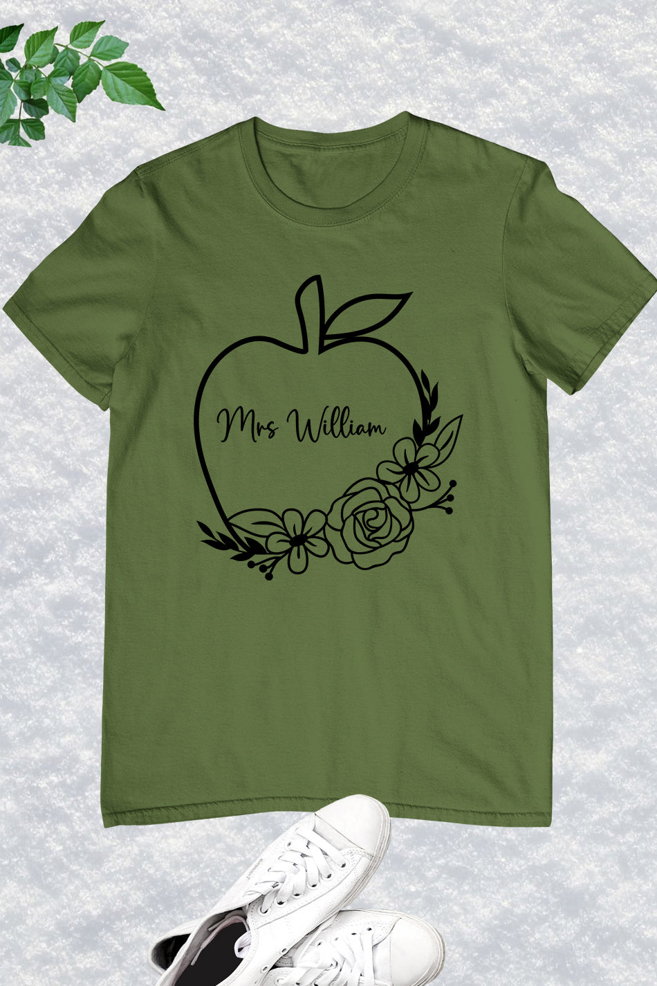 Personalized Teacher Name Apple Shirt