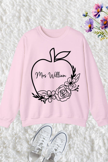 Personalized Teacher Name Apple Sweatshirt