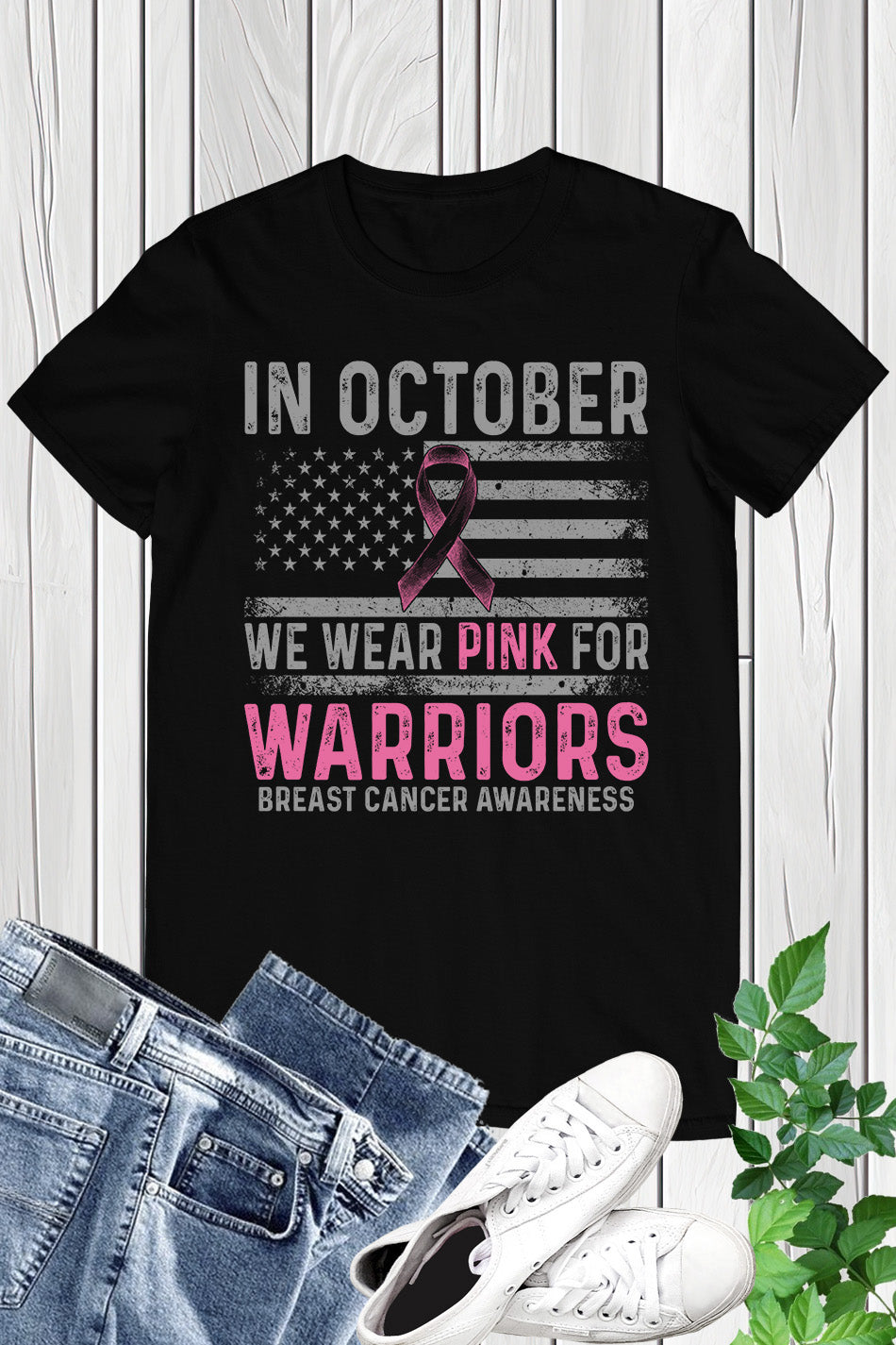 In October We Wear Pink For Warrior Breast Cancer Shirt