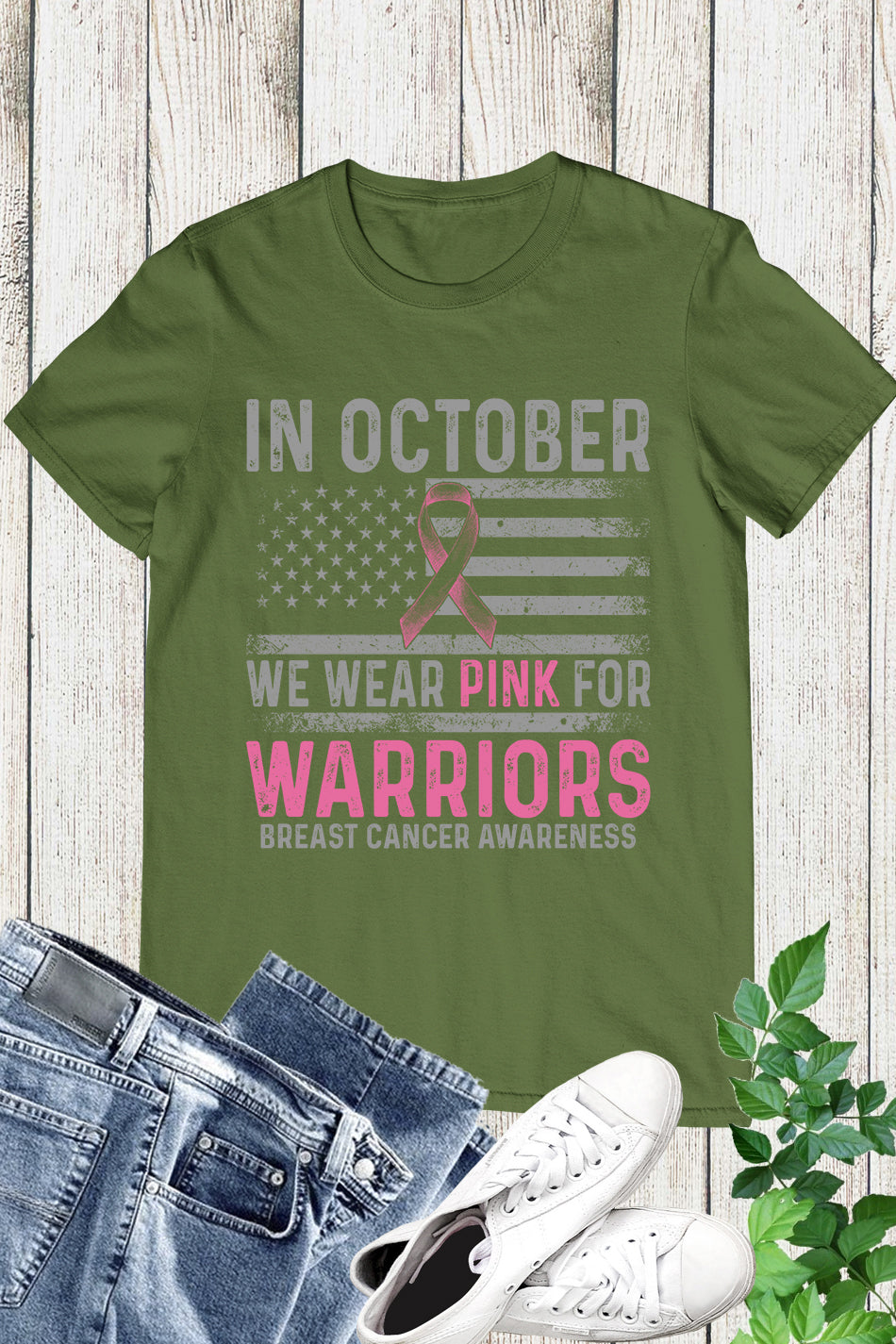 In October We Wear Pink For Warrior Breast Cancer Shirt