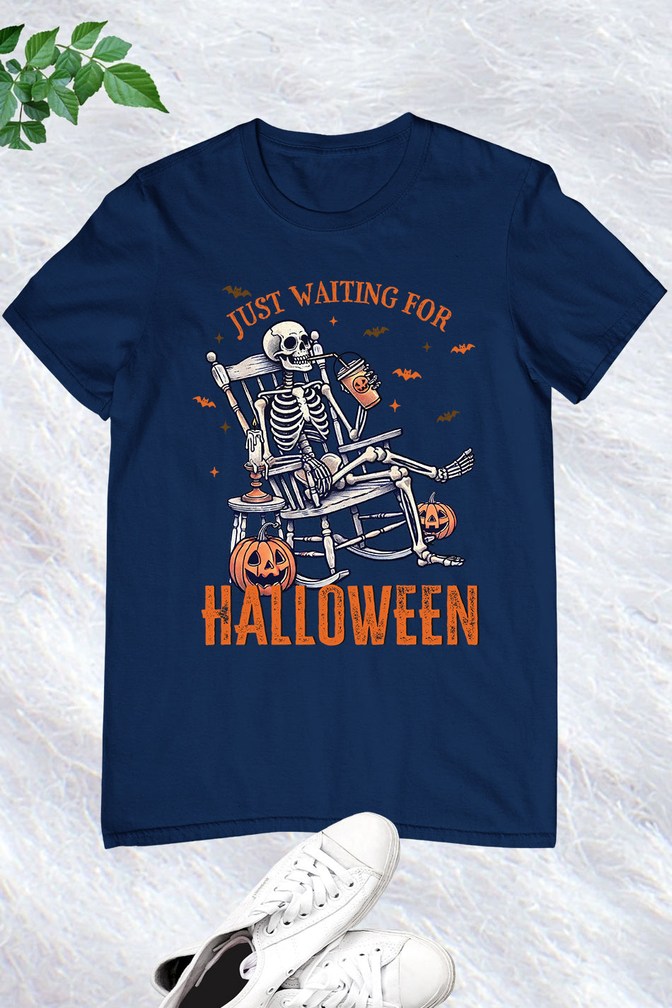 Just Waiting for Halloween Skeleton Funny Shirt