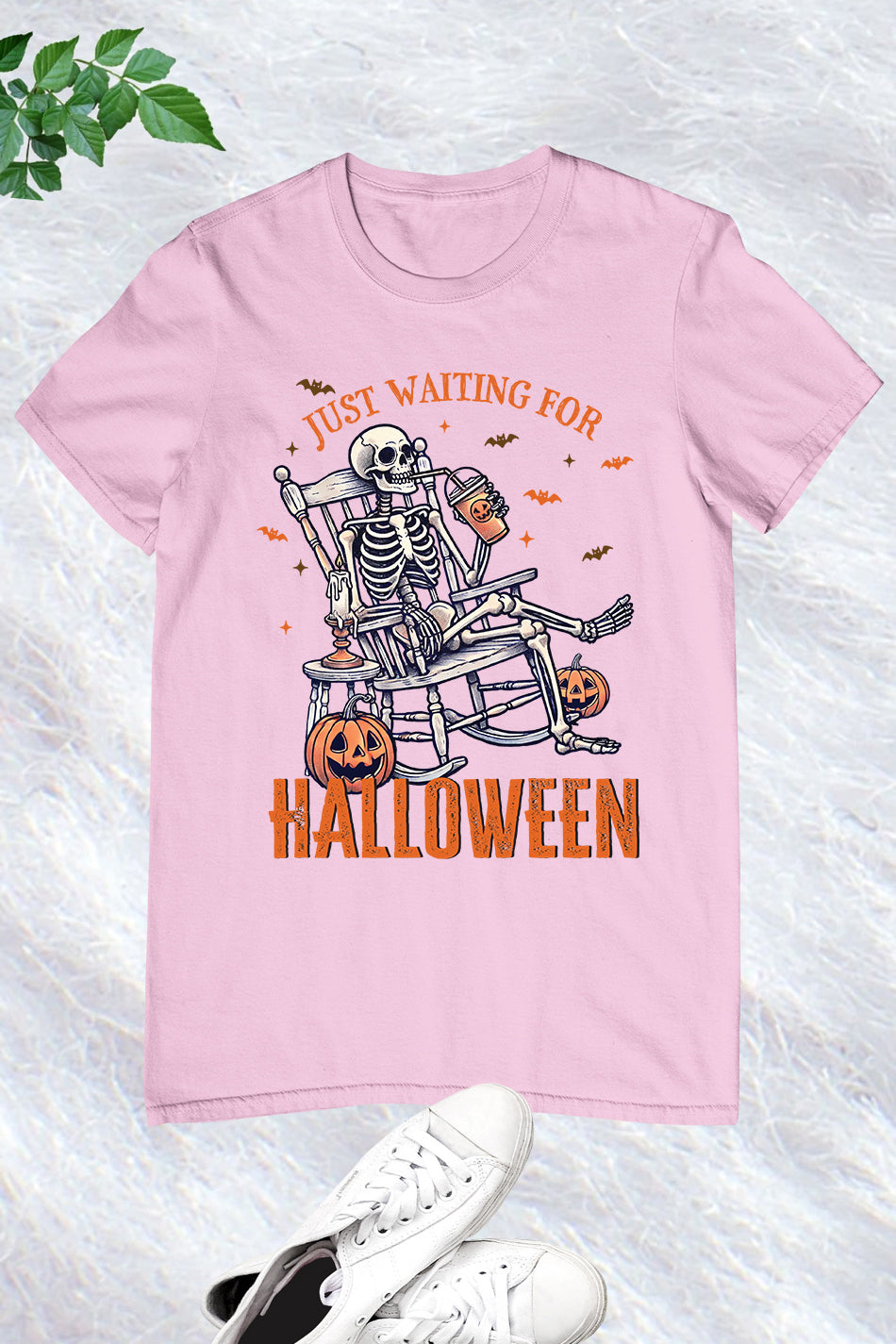 Just Waiting for Halloween Skeleton Funny Shirt