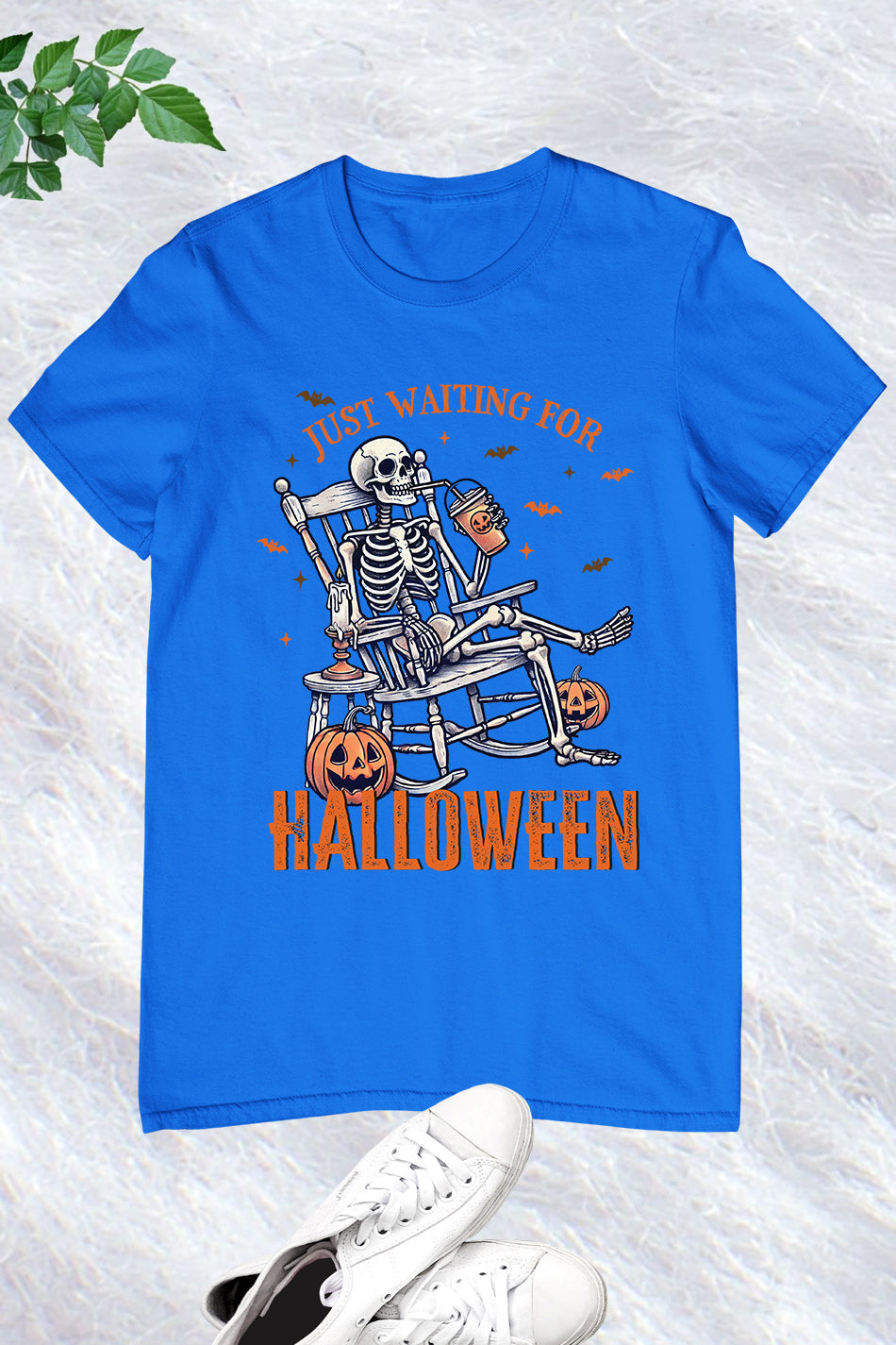 Just Waiting for Halloween Skeleton Funny Shirt