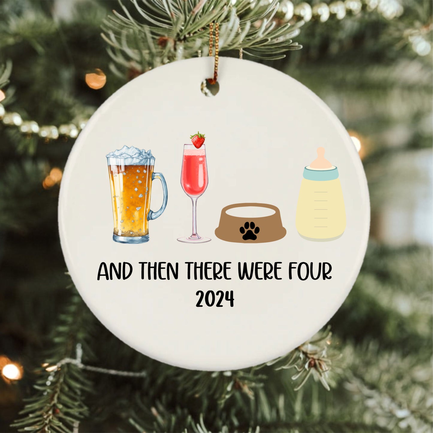 And Then There Were Four 2024 Pregnancy Announcement Reveal Ornament