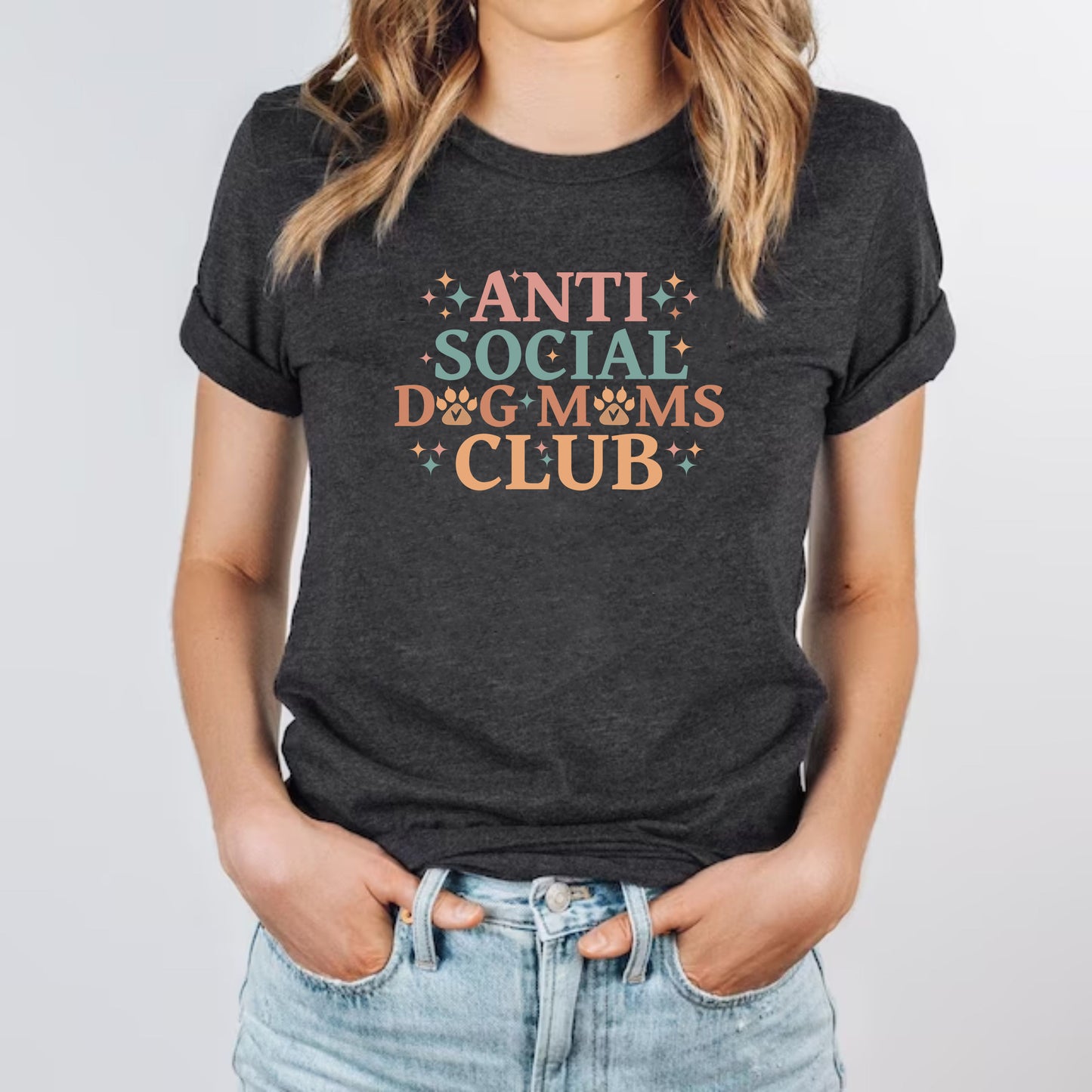 Anti Social Dog Moms Club Custom Dog Lover Retro Dog Mama T-shirts