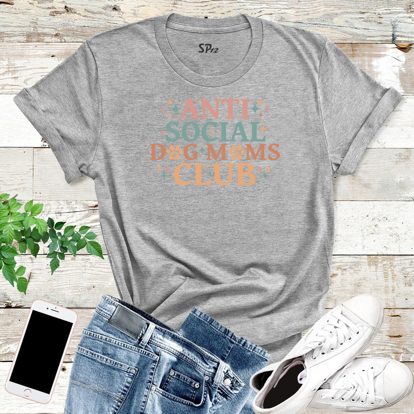 Anti Social Dog Moms Club Custom Dog Lover Retro Dog Mama T-shirts