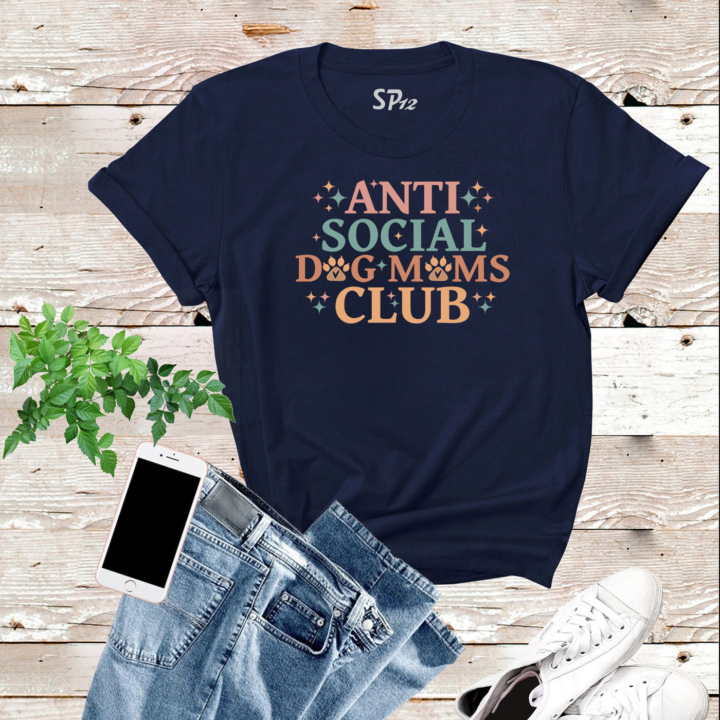 Anti Social Dog Moms Club Custom Dog Lover Retro Dog Mama T-shirts