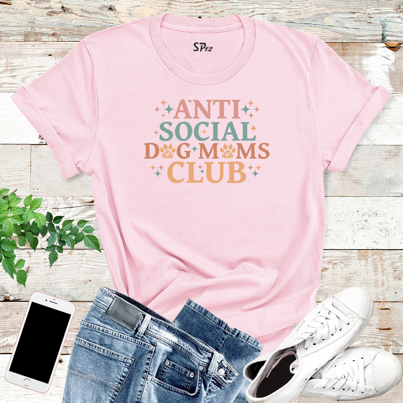 Anti Social Dog Moms Club Custom Dog Lover Retro Dog Mama T-shirts