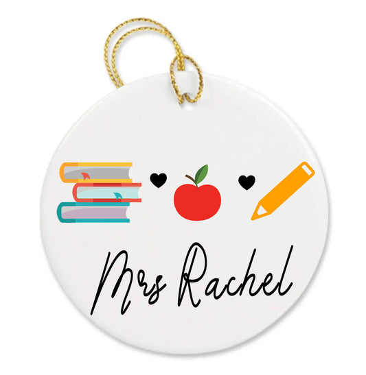 Personalized Books Lover Teacher Appreciation Custom Thank You Gift Ornament