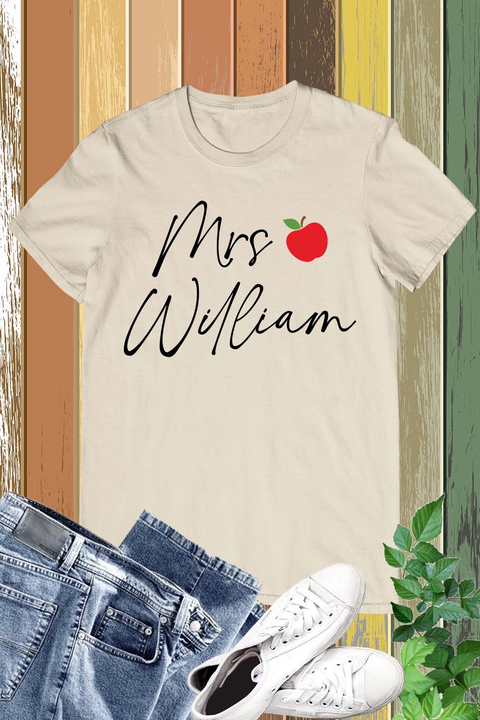 Personalised Teacher Apple name Shirt