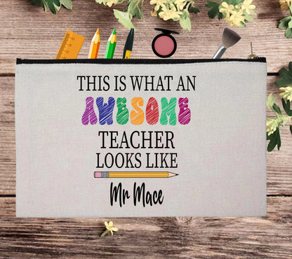 Awesome Teacher Appreciation Custom Thank You Pouch Bag Pencil Case