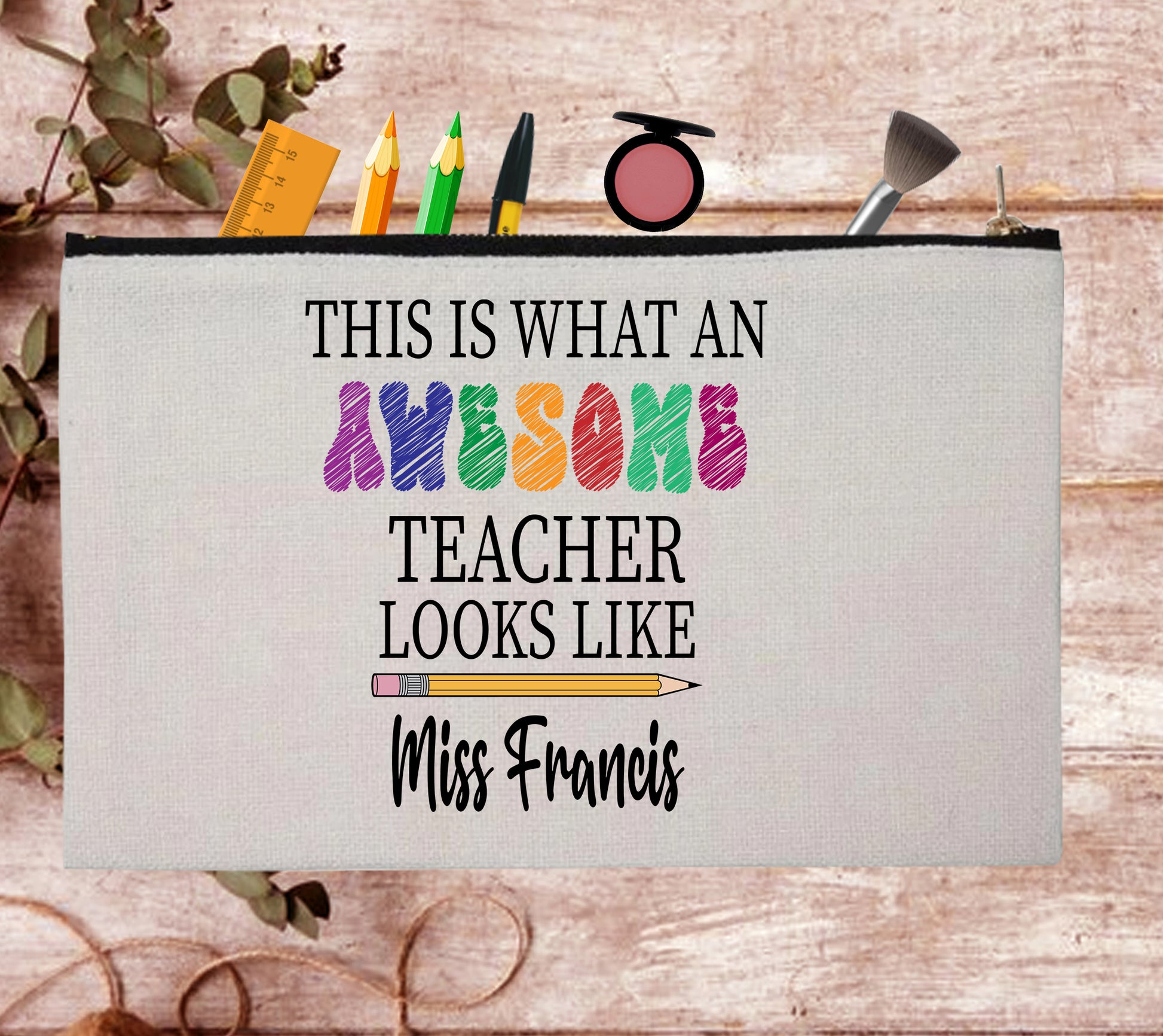 Awesome Teacher Appreciation Custom Thank You Pouch Bag Pencil Case