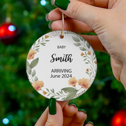 Personalized Baby Coming Announcement Ornaments Keepsake