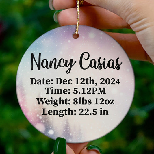 Personalized Mandi Newborn Baby Birth Announcement Christmas Ornament