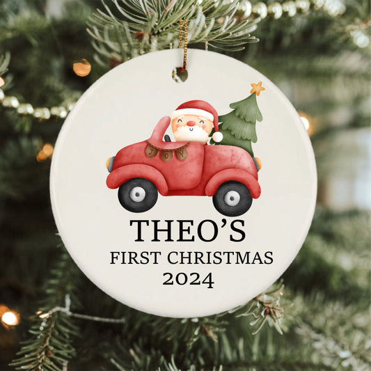 Baby's First Christmas Keepsake - 2024 Personalized First Christmas Truck Ornament