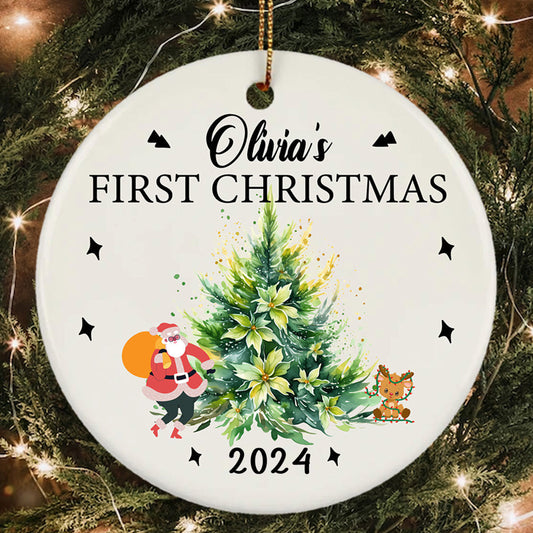 Personalized Baby's First Christmas 2024 Baby Announcement Ornament