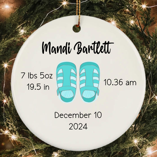 Personalized Baby Name Christmas 2024 Baby Announcement Ornament