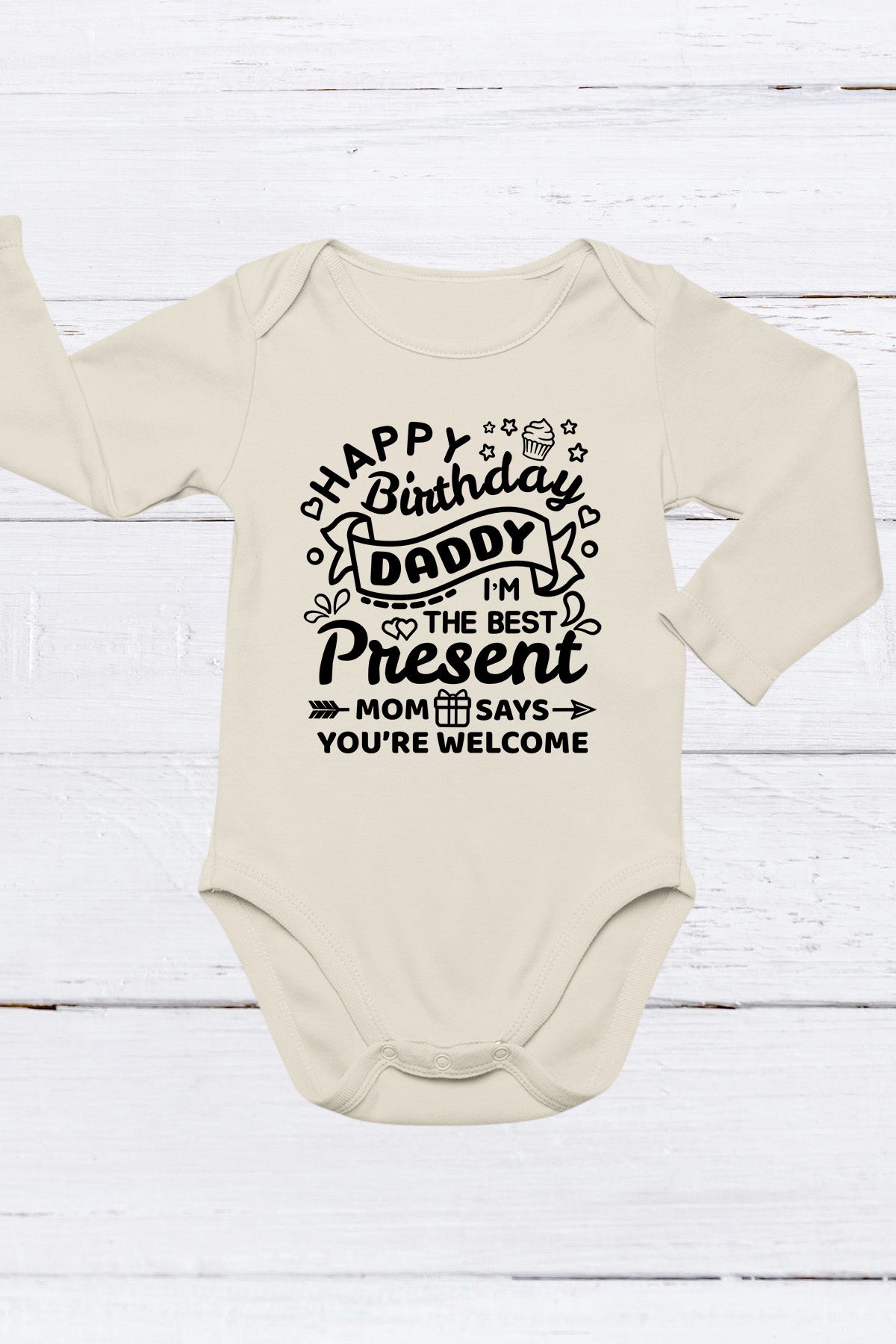 Happy Birthday Daddy I'm the Biggest Present Baby Bodysuit