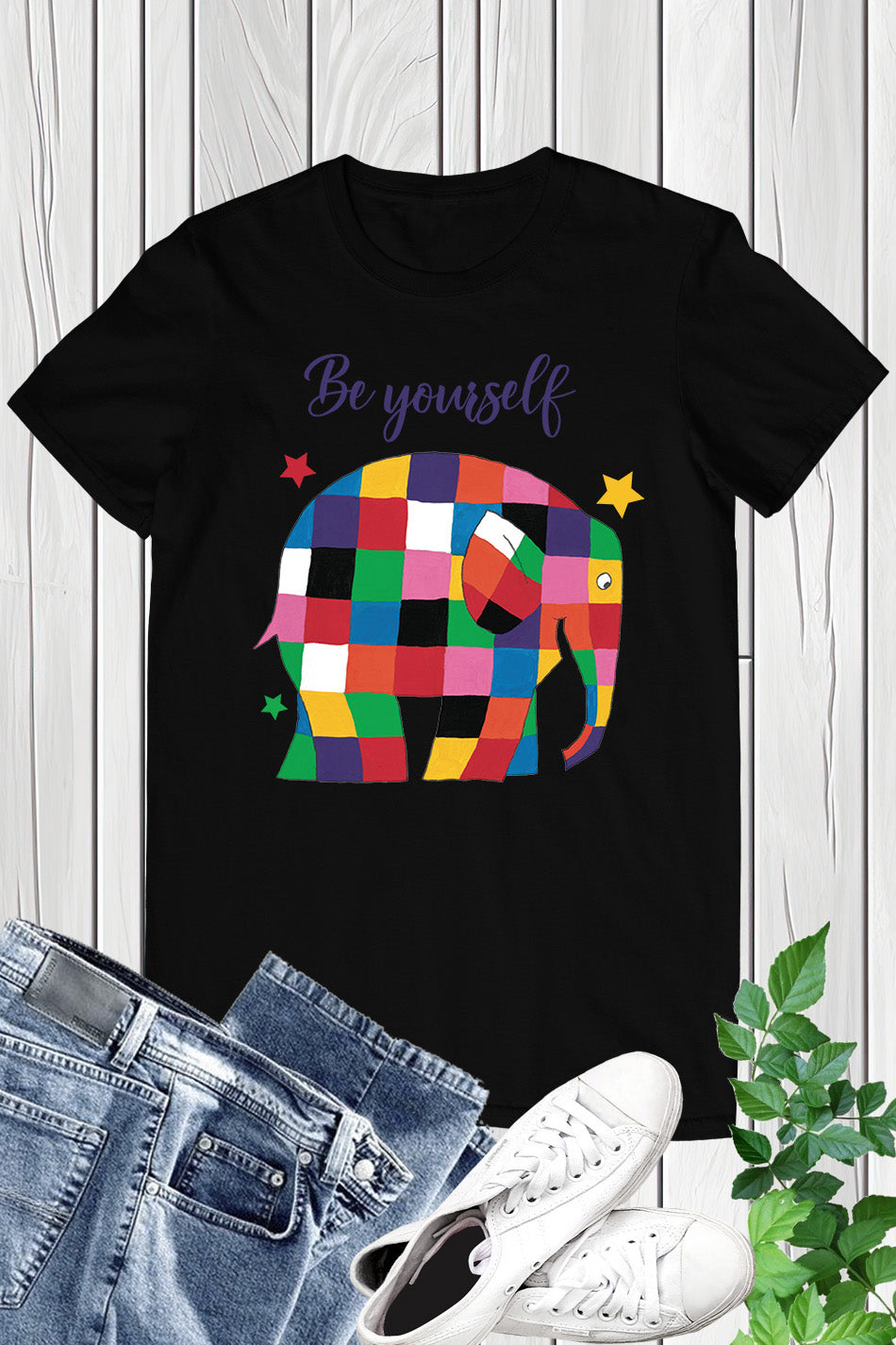 Be Yourself Elmer Theme Teacher T Shirt