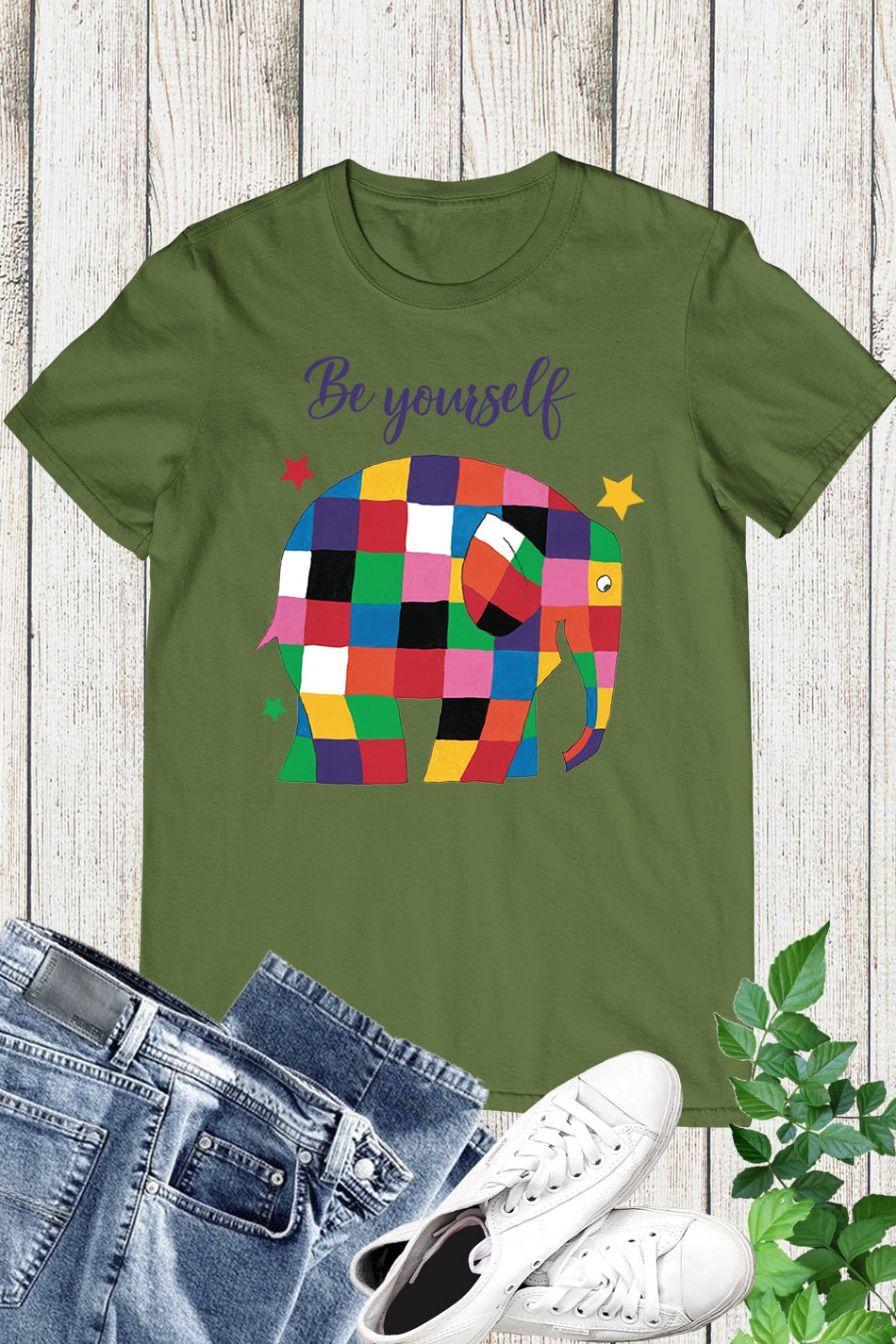 Be Yourself Elmer Theme Teacher T Shirt