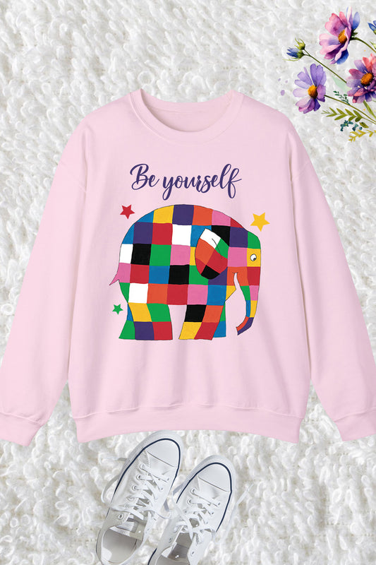 Be Yourself Elmer Theme Teacher Sweatshirt