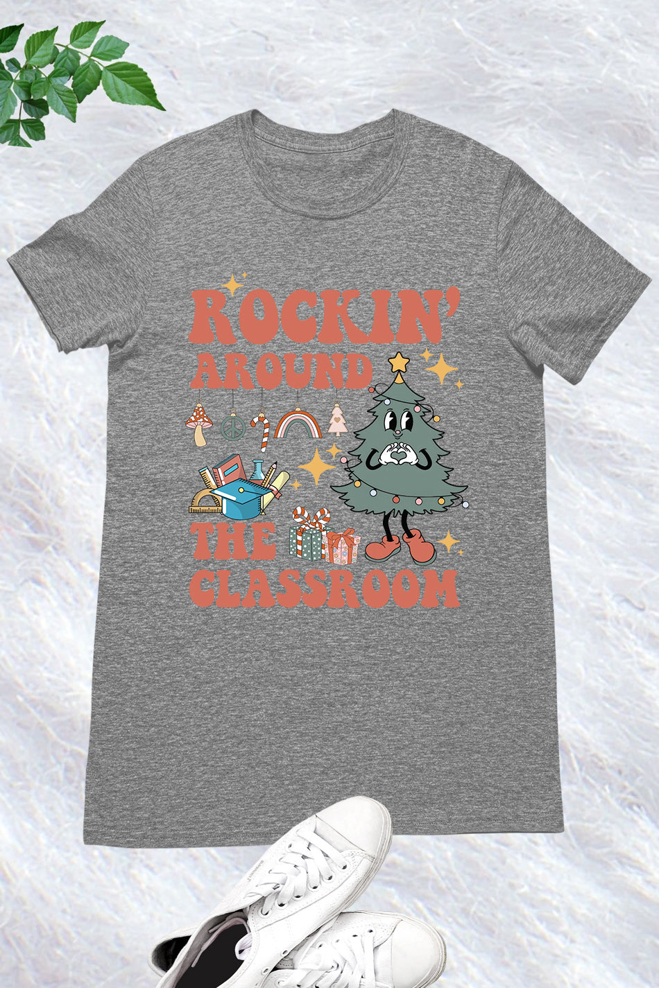 Rockin Around The Classroom Retro Teacher Christmas Shirt