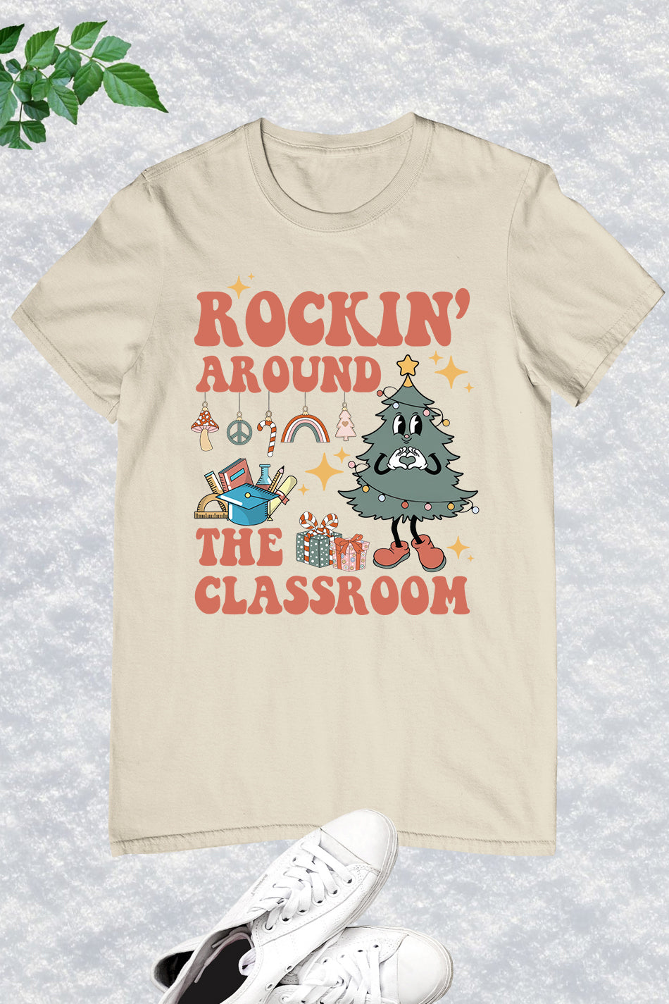 Rockin Around The Classroom Retro Teacher Christmas Shirt