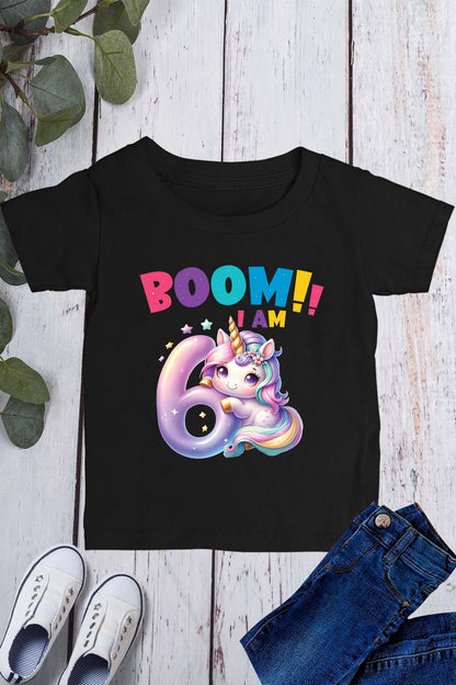 Boom I am 6 Funny Unicorn T Shirt