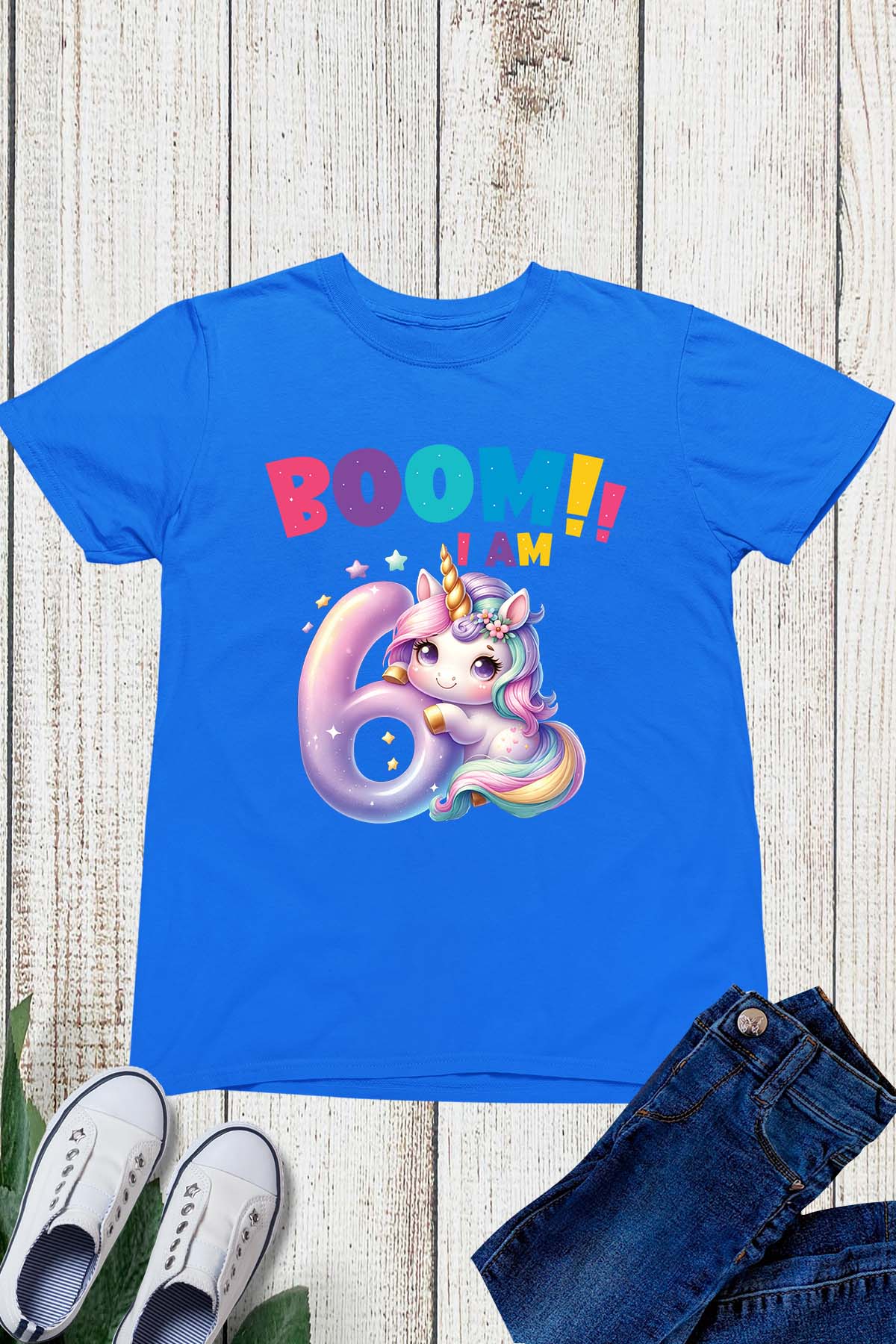 Boom I am 6 Funny Unicorn T Shirt