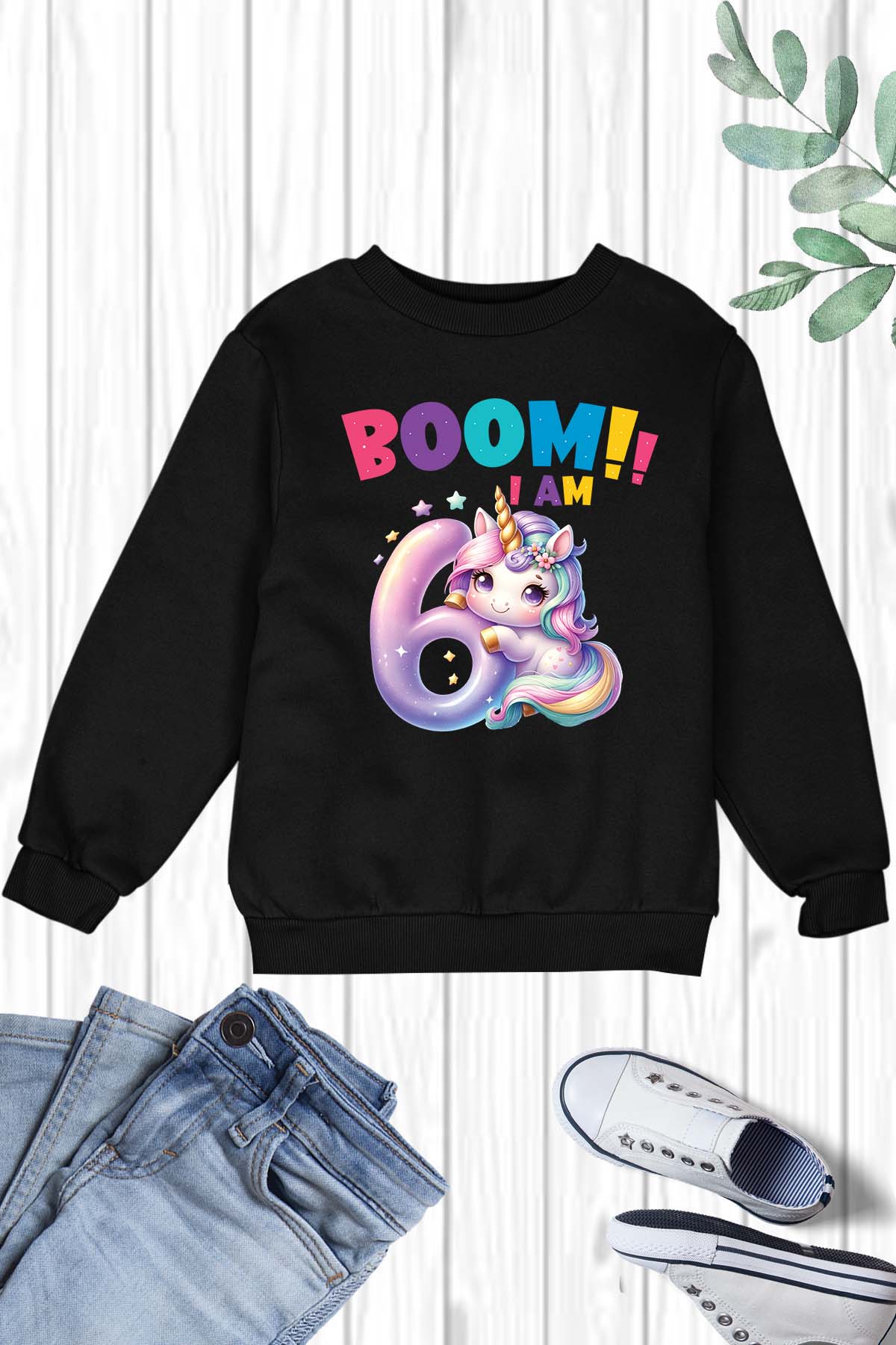 Boom I am 6 Funny Unicorn T Shirt