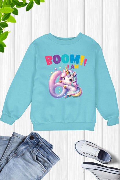 Boom I am 6 Funny Unicorn T Shirt