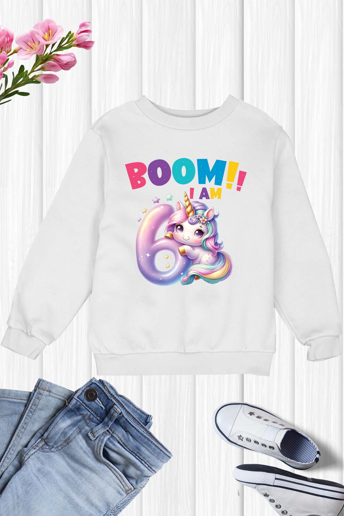 Boom I am 6 Funny Unicorn T Shirt