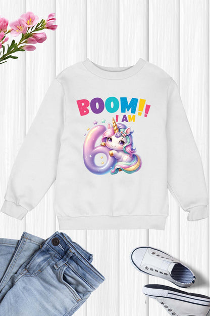 Boom I am 6 Funny Unicorn T Shirt