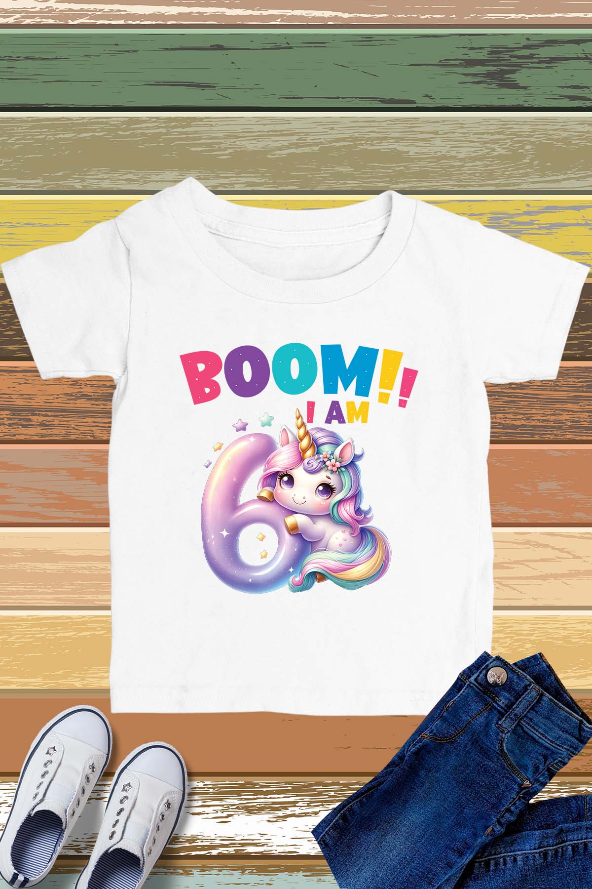 Boom I am 6 Funny Unicorn T Shirt