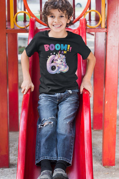 Boom I am 6 Funny Unicorn T Shirt