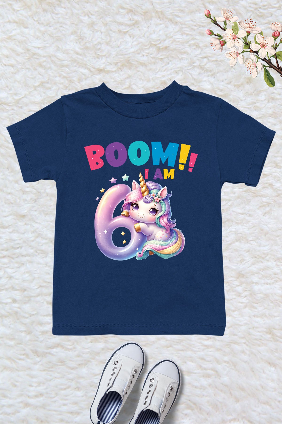 Boom I am 6 Funny Unicorn T Shirt