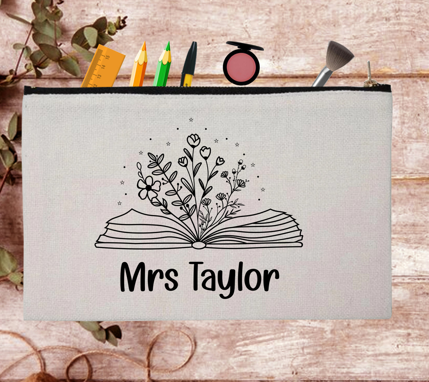 Librarian Teacher Appreciation Custom Thank You Pouch Bag Pencil Case