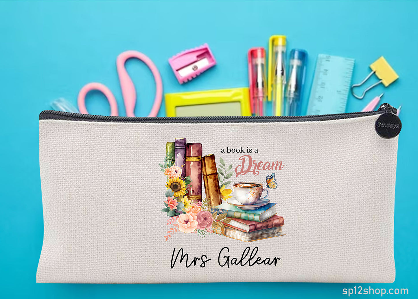 Teacher Appreciation  Librarian Custom Thank You Pouch Bag Pencil Case