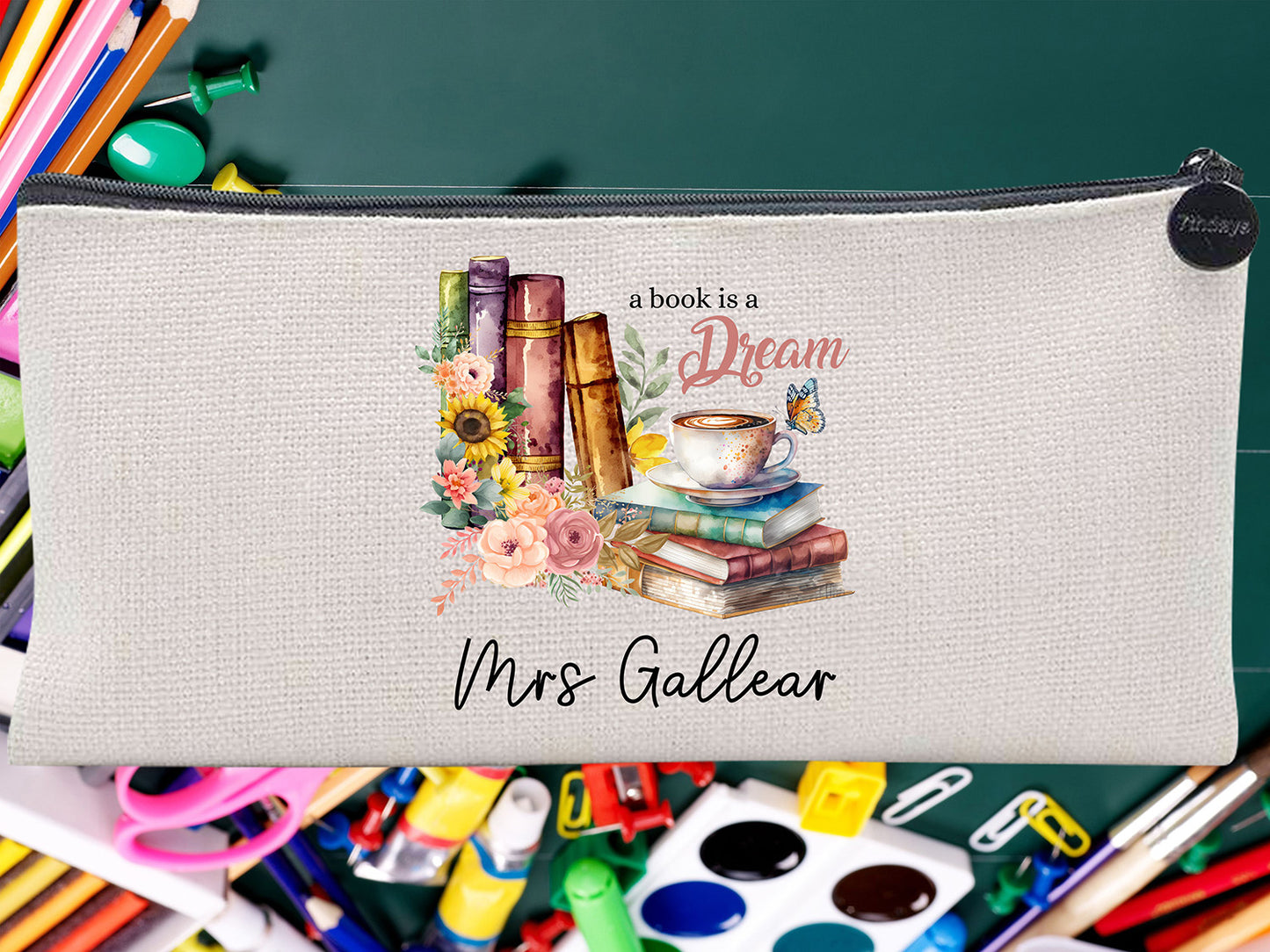 Teacher Appreciation  Librarian Custom Thank You Pouch Bag Pencil Case