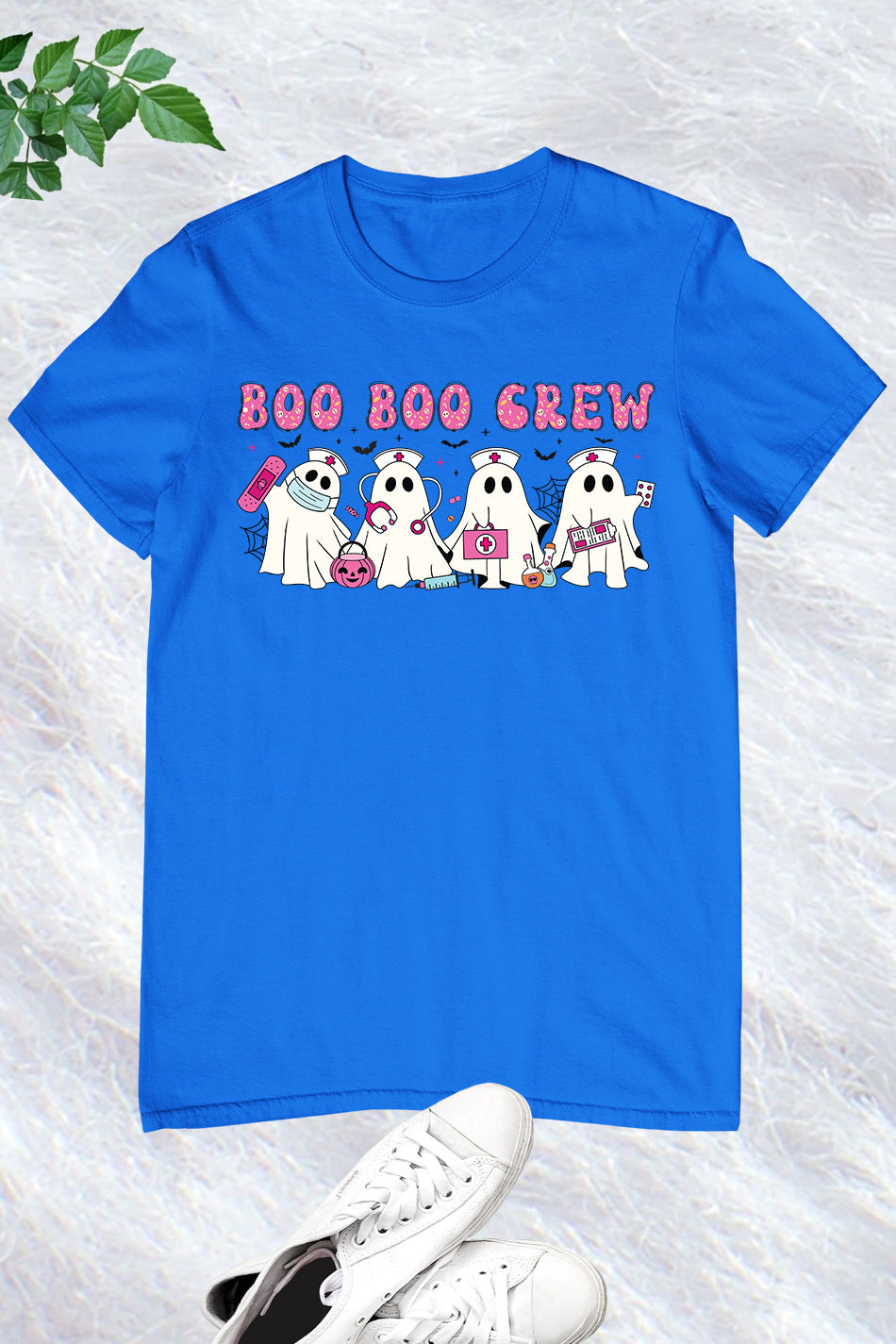 Pink Halloween Nurse Ghost Boo Boo Crew Shirt