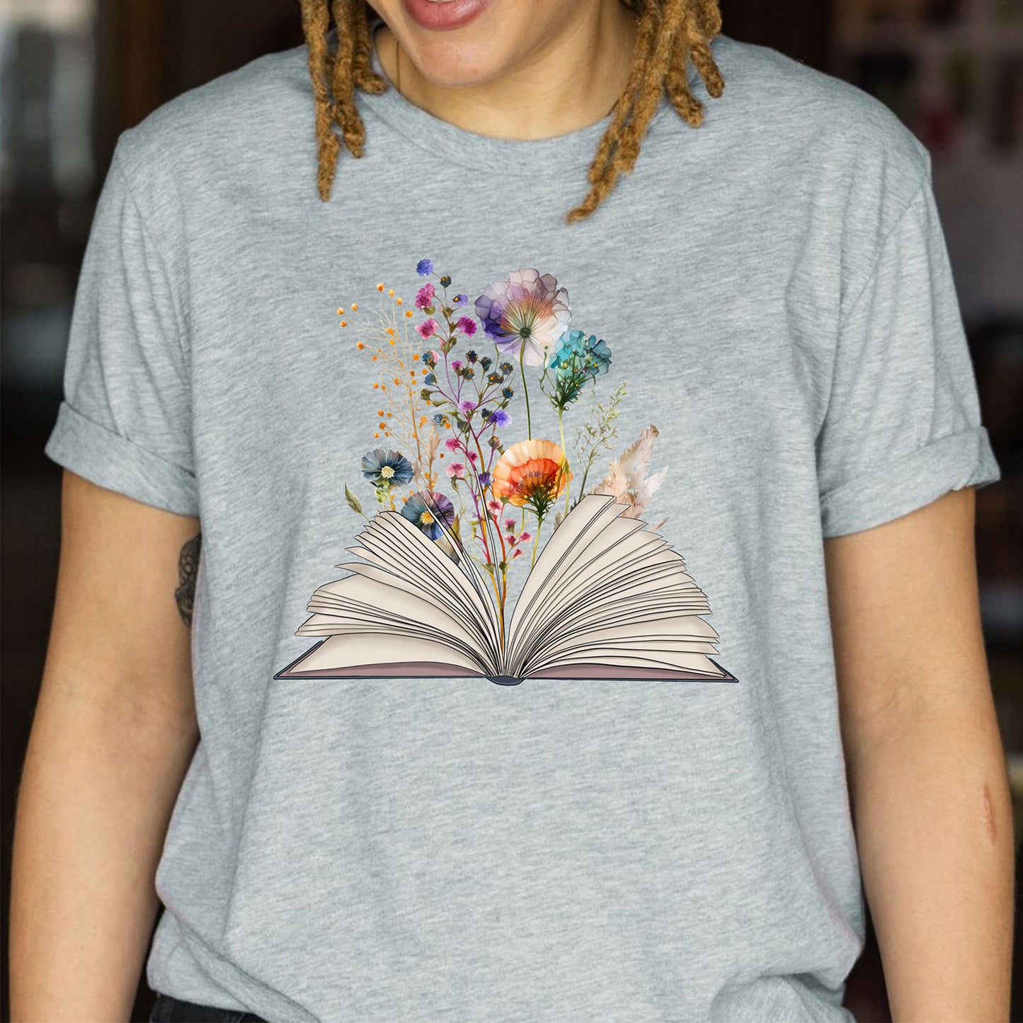 Wildflower With Book Lover Reading Bookworm Bookish Teachers T-Shirts