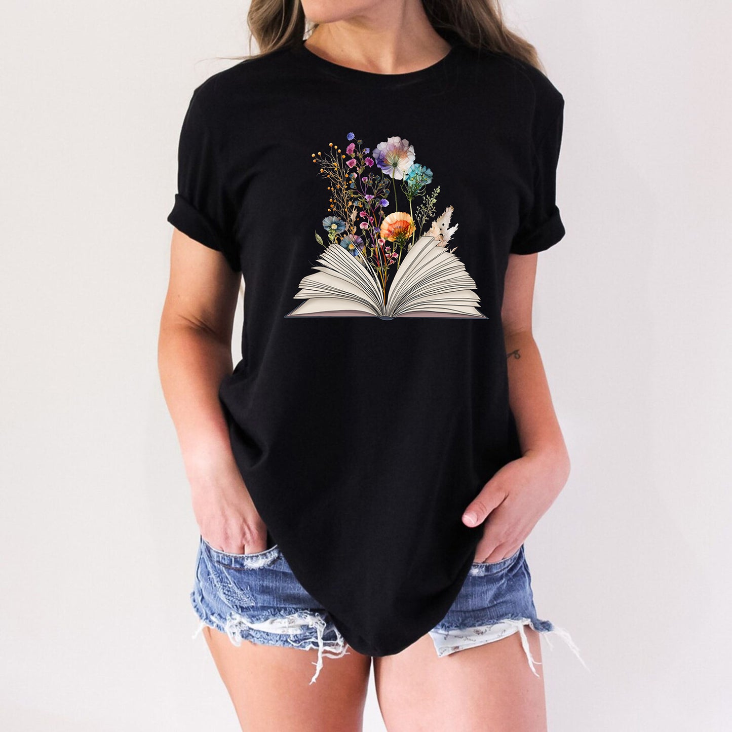 Wildflower With Book Lover Reading Bookworm Bookish Teachers T-Shirts