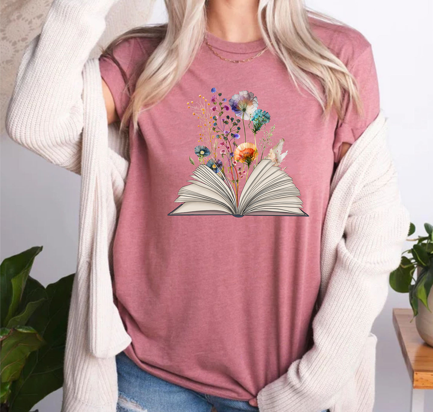 Wildflower With Book Lover Reading Bookworm Bookish Teachers T-Shirts